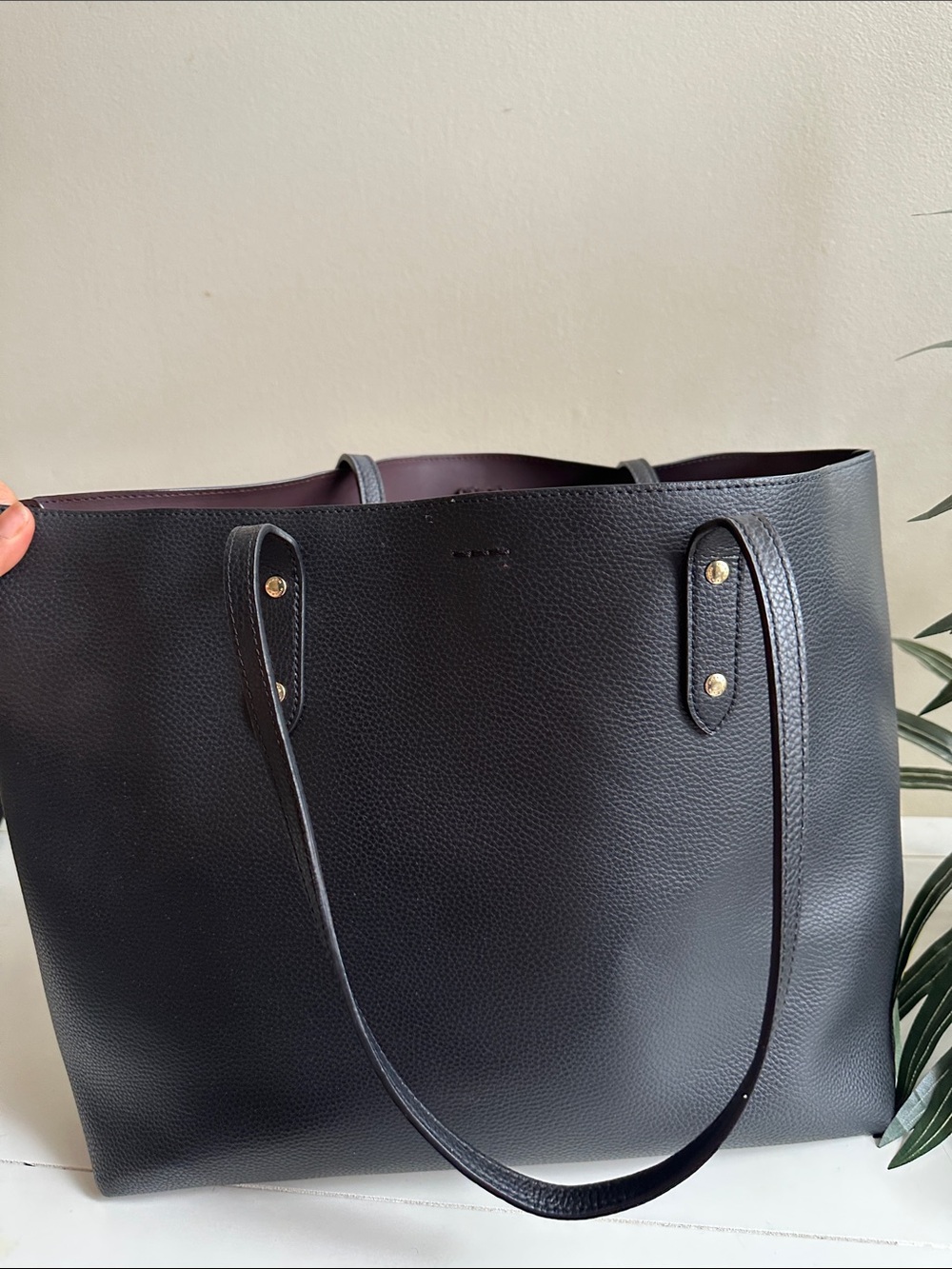 Coach Black Leather Tote with Gold Logo - Picture 6 of 6